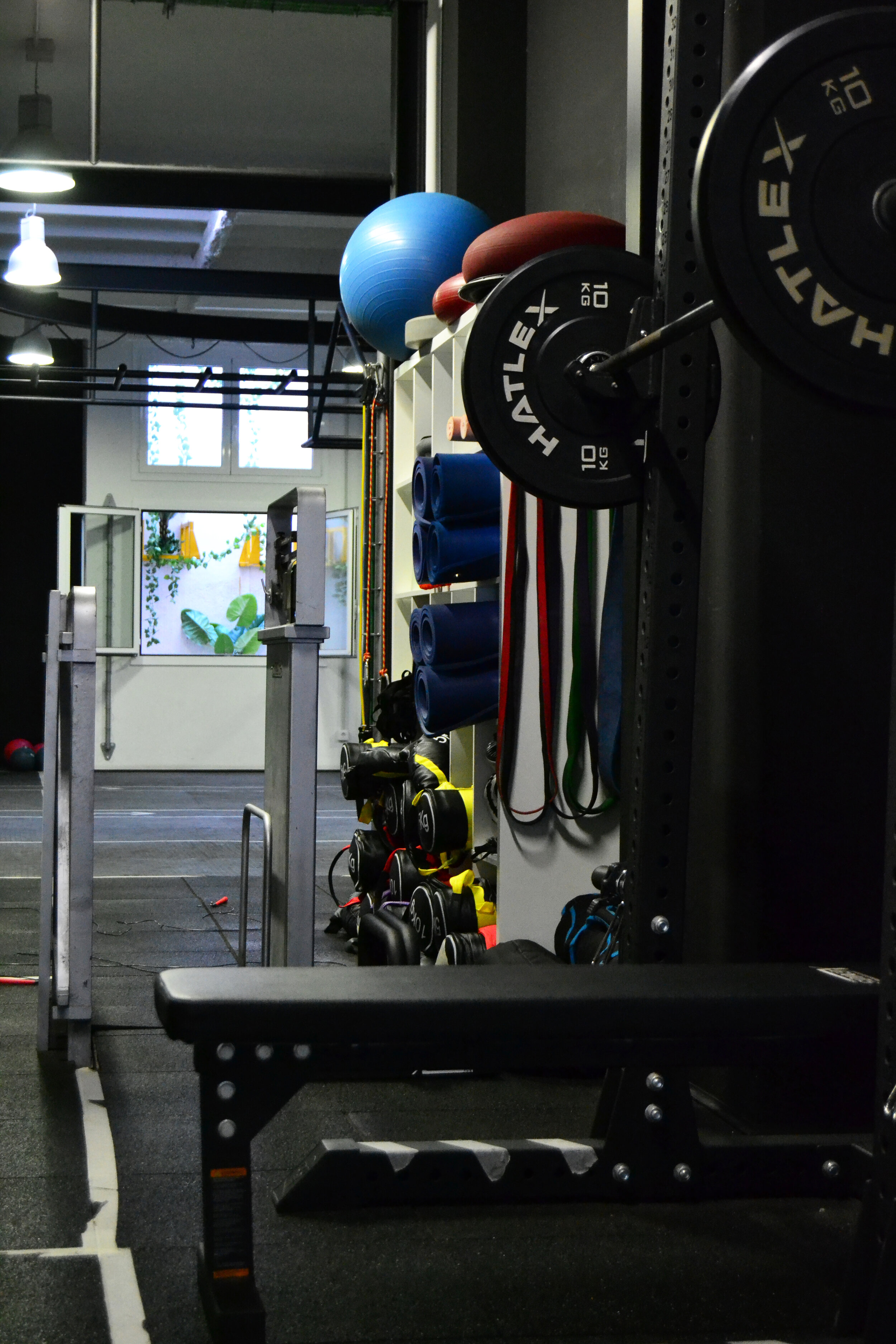 Espacio dedicado al trabajo de fuerza, RAC, barbell y discos